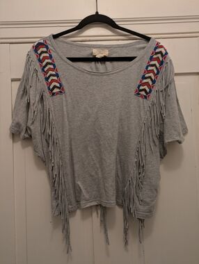 Ralph Lauren Denim & Supply Gray Top w/ Intricate Native Beadwork- M